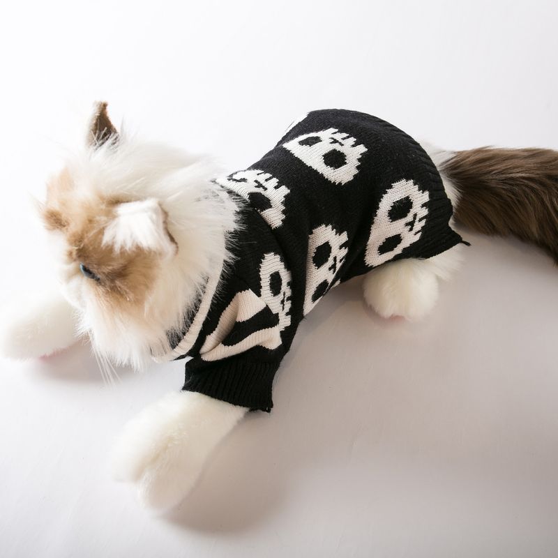 Skull Halloween Pet Costume Autumn Sweater Style Large Dog Clothes_voghion.com