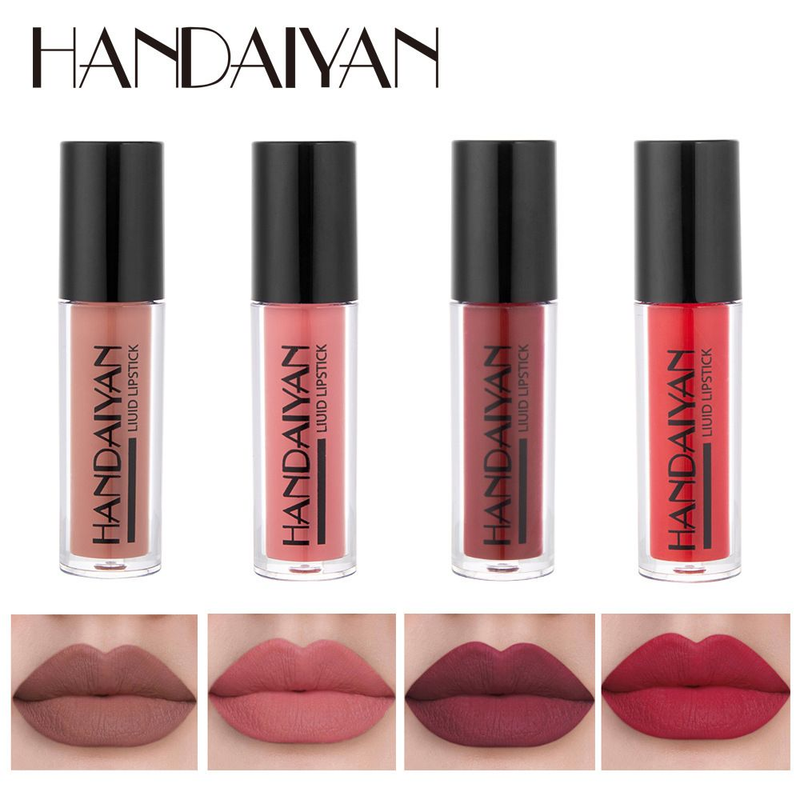 HANDAIYAN 24ss 4er-Pack Geschenkbox Spiegelgesichtsglasur Mattnebel Flüssigkeit Nicht färbende Tasse Lippenfarbe_voghion.com