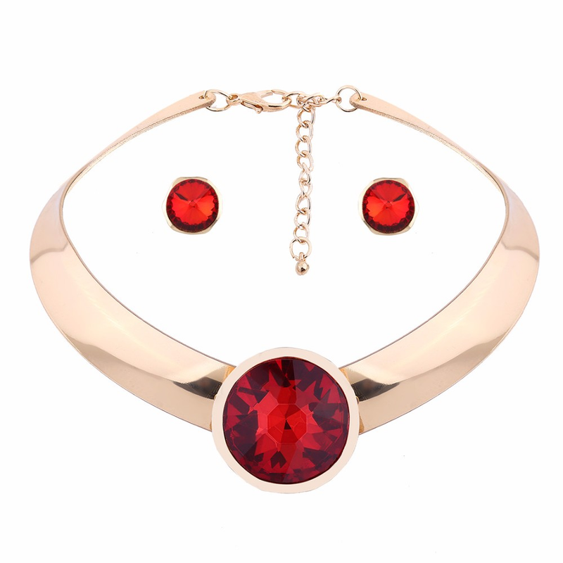 Kaklarota kulons Chunky Luxury Choker Unikāls Crystal paziņojums Kaklarota Auskari Sievietes Party rotaslietas komplekti_voghion.com