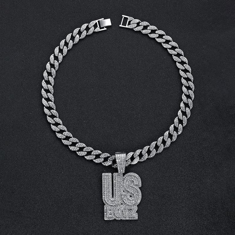 Lletter USBOYZ Anhänger Persönlichkeit Hip Hop Halskette kubanische Kette Legierung Persönlichkeit Retro Halskette_voghion.com