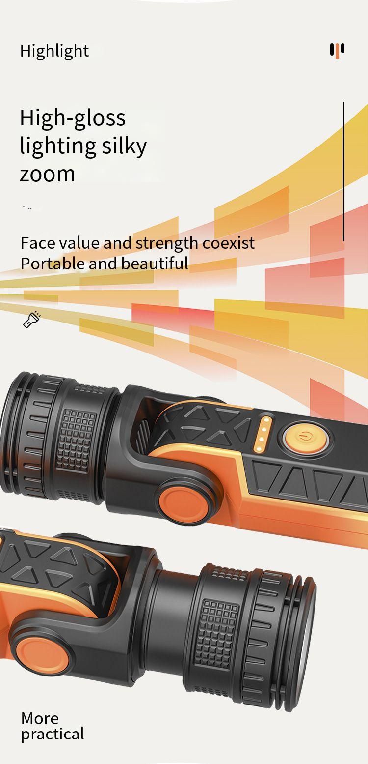 Laser Flashlight LED High Brightness Telescopic Zoom Long Battery Life Camping Home Outdoor Strong Light Magnetic_voghion.com