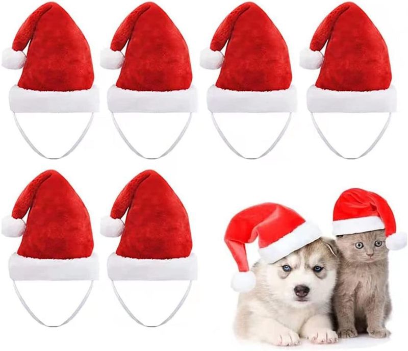 Christmas Pet Santa Hat Christmas dog small hat Furry hat Cat dog Christmas party decorations_voghion.com