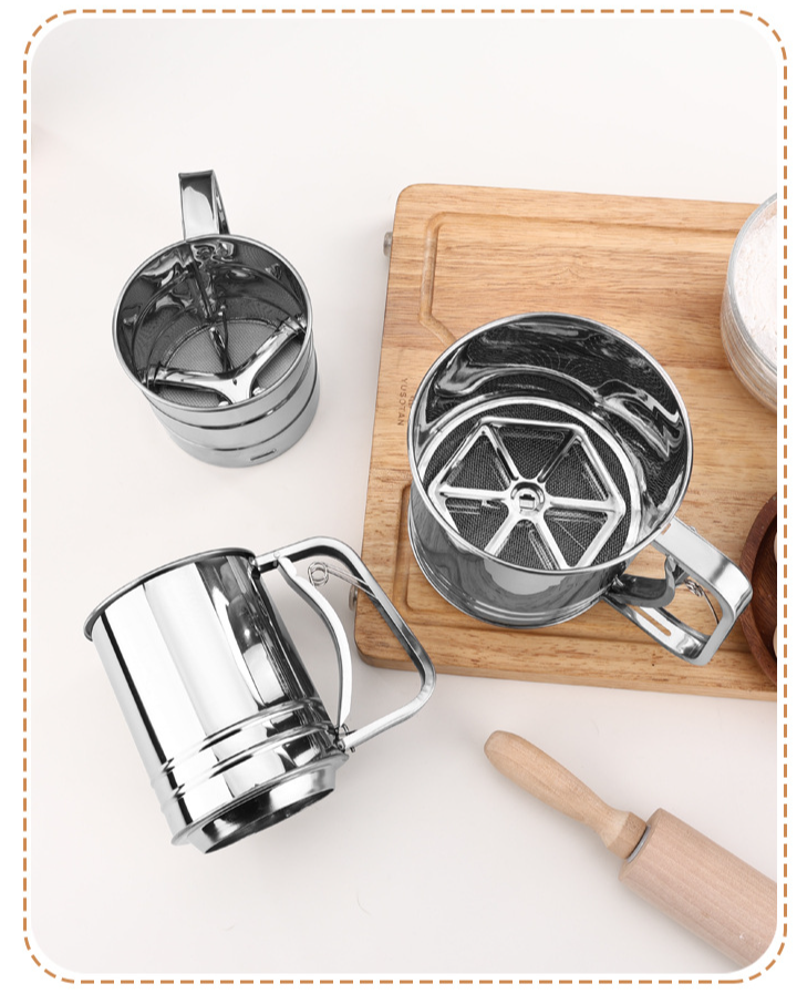 Handheld Halbautomatische Haushalts Edelstahl Backen Hilfs Werkzeug Mehl Filter Zucker Pulver Sieb_voghion.com