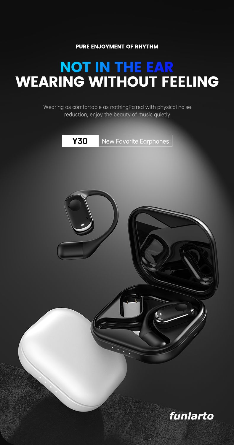 Open Ear Headphones Wireless Bluetooth 5.3 Earbuds With Earhooks Touch Control Clear Talk Deep Bass Driver Sports OWS_voghion.com