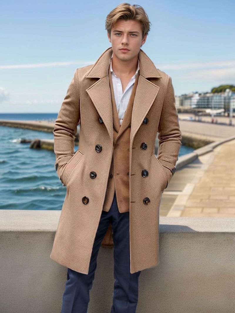 2024 European Size Autumn Winter Men's Coat Double-Breasted Long Woolen Overcoat_voghion.com