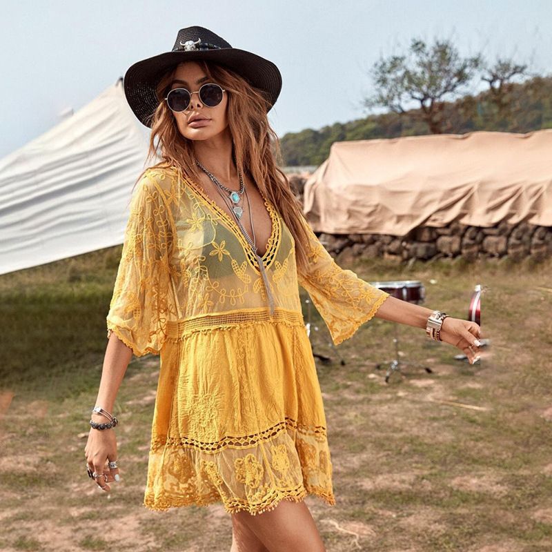 Elegante camicetta copricostume in cotone – Bikini esterno fresco, miniabito per mare e vacanze, protezione solare e abbigliamento da resort_voghion.com