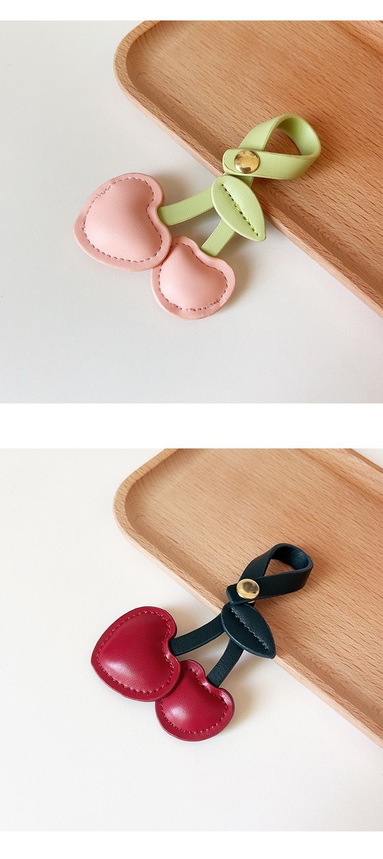 Carino ciondolo per borsa tridimensionale a forma di cuore di pesca, ciliegia, rosso, rosa, retrò, versatile, chiave femminile_voghion.com