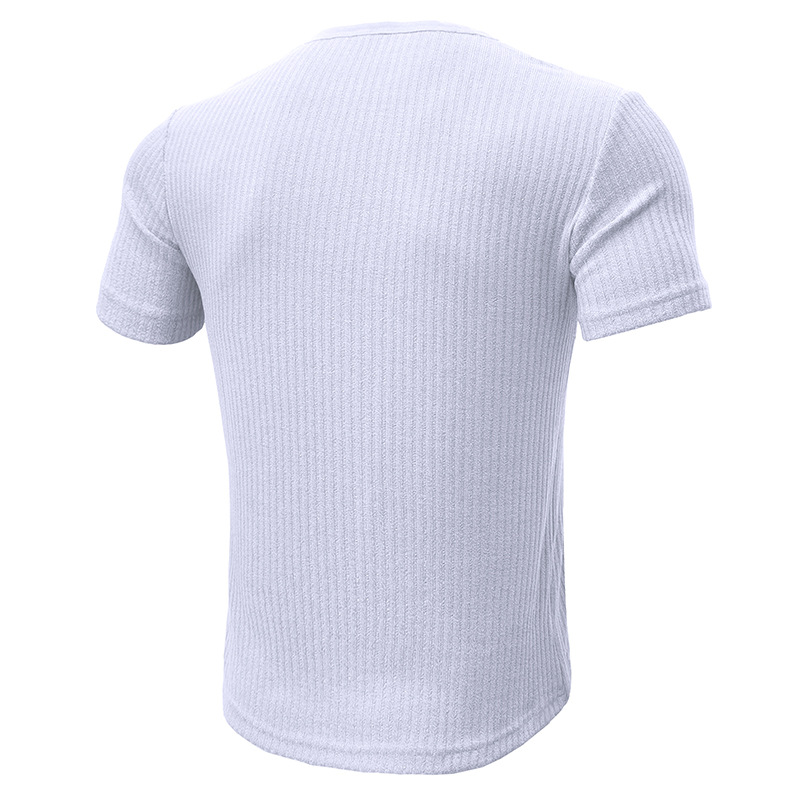 Unbeatable Quality Sports Slimming Muscle Men's Short Sleeved T-shirt Fitness Elastic Thread Tight Fitting Solid Color American Henry_voghion.com