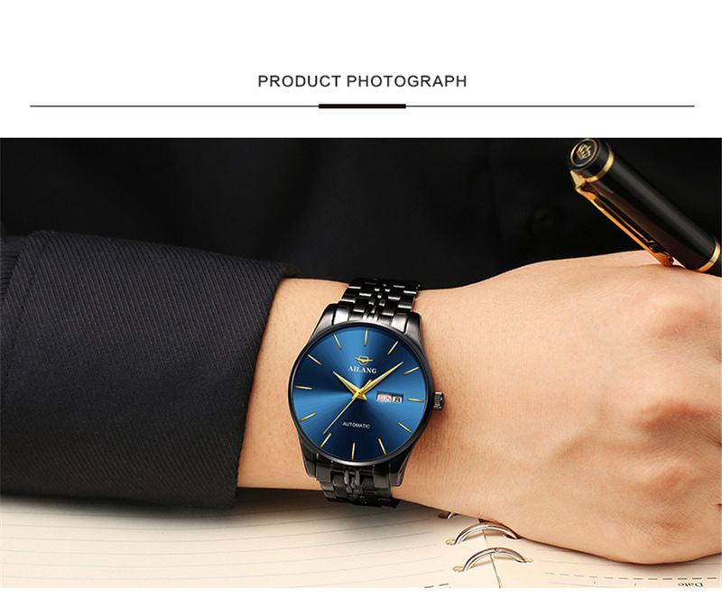 AILANG Business Watch Herren Woche Datum Automatische Mechanische Uhren Mode Militär Uhren Männer Edelstahl Wasserdichte Uhr_voghion.com