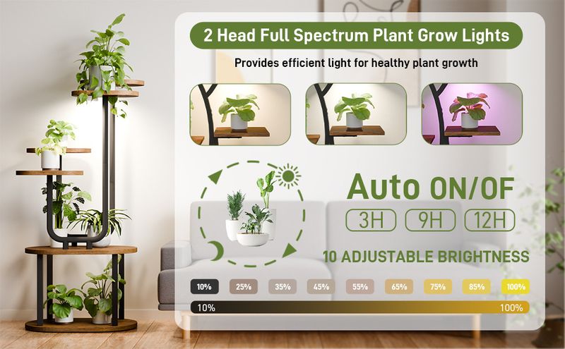 Indoor Support 6-Tier Metal Living Room Multiple Stands Corner Flower Double U-Shaped Plant Stand_voghion.com