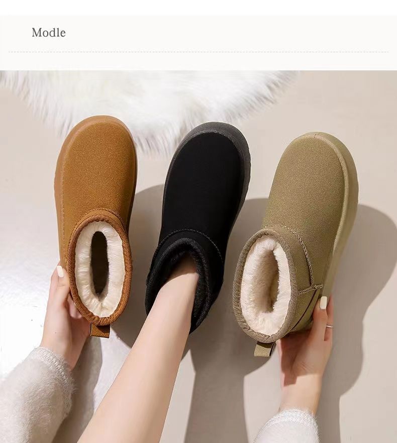 Stivali da neve antiscivolo con suola spessa per donna 2025 Nuove scarpe invernali calde slip-on in cotone spesso e morbido_voghion.com