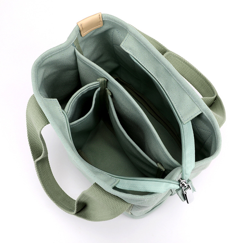Piccola con cerniera, tracolla da donna giapponese a mille strati, borsa portatile a secchiello per cellulare in tela ispessita_voghion.com