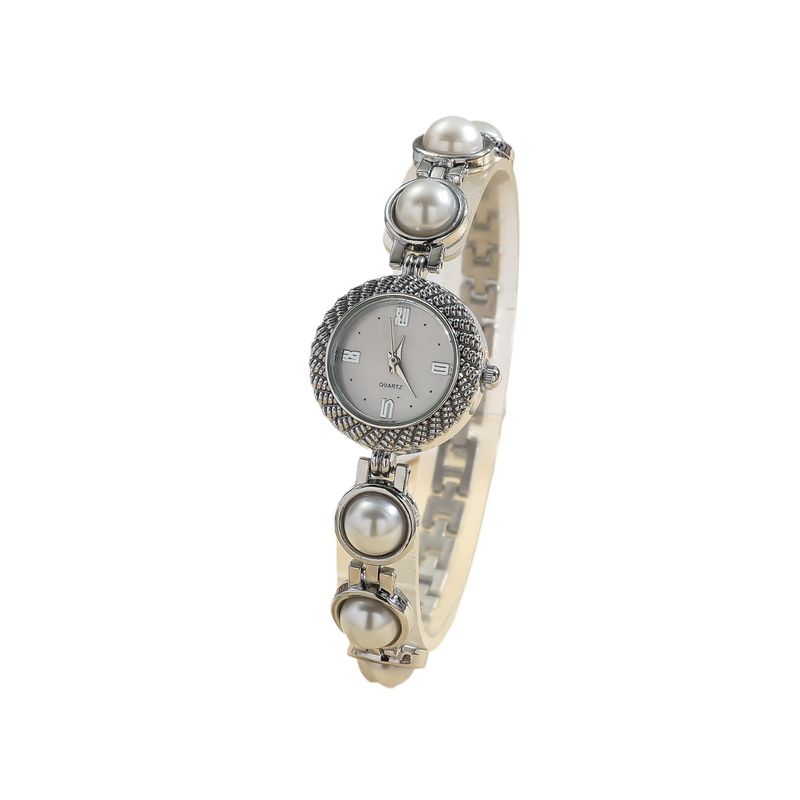 Nuovo stile, orologio al quarzo da donna, elegante, versatile, con bracciale di perle_voghion.com