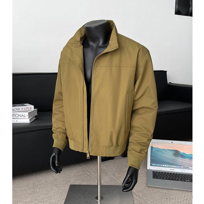 Herren-Fliegerjacke in Übergröße – Stylischer Arbeitsmantel für Frühling/Herbst/Winter (Grau/Beige/Schwarz/Armeegrün)_voghion.com