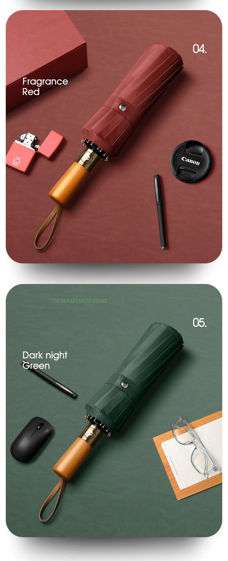 Ombrello da auto Wooden Elegance - 3 pieghe - Regalo unisex_voghion.com