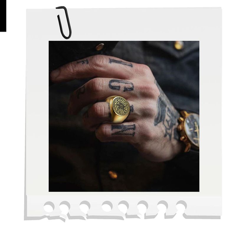 YILUOCD Seal Seven Archangels Rings for Men The Ke of Solomon Ring Kabbalah Talisman Amulett rustfritt stål hanne_voghion.com