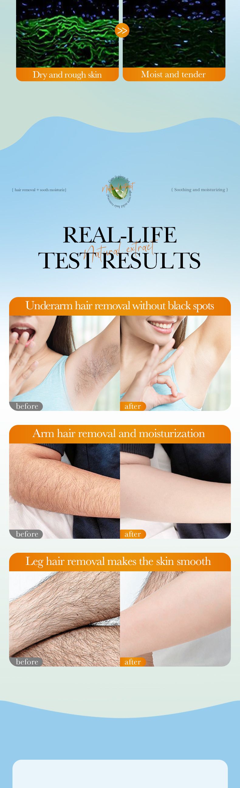 Crème dépilatoire douce à l'aloe vera, coffret de 2 pièces pour les aisselles_voghion.com