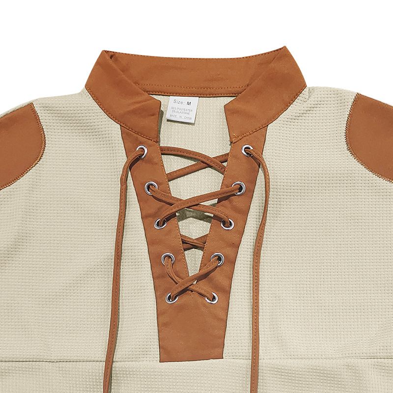 Cross-border Independent Station American Summer Casual Men's Tether Loose Henry Western Denim Waffle Short Sleeve Suit_voghion.com