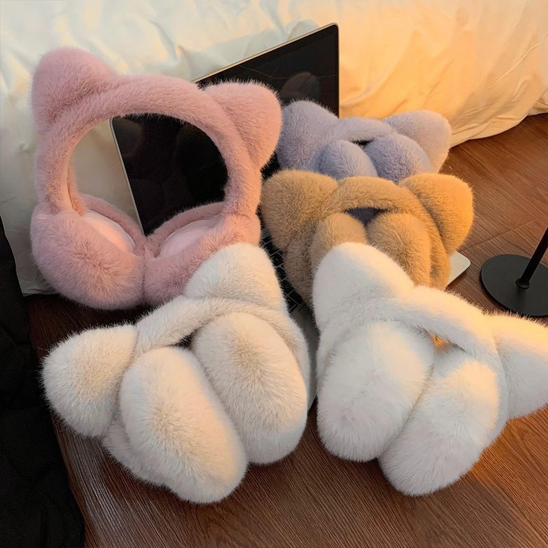 Fascia per capelli in morbida peluche con orecchie di gatto, paraorecchie invernali caldi per donne e uomini - Protezione antivento e antifreddo per attività ciclistiche e sulla neve_voghion.com