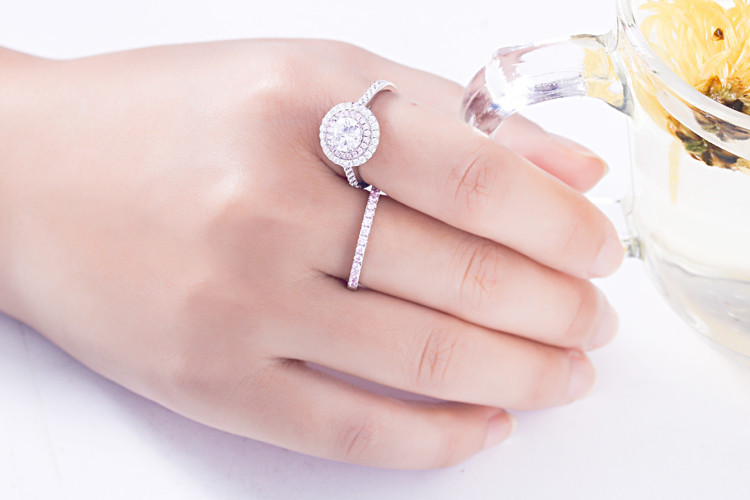 Ring Set S925 Sterling Silver Ring Set Women's Round Pink Zircon Ring Set_voghion.com