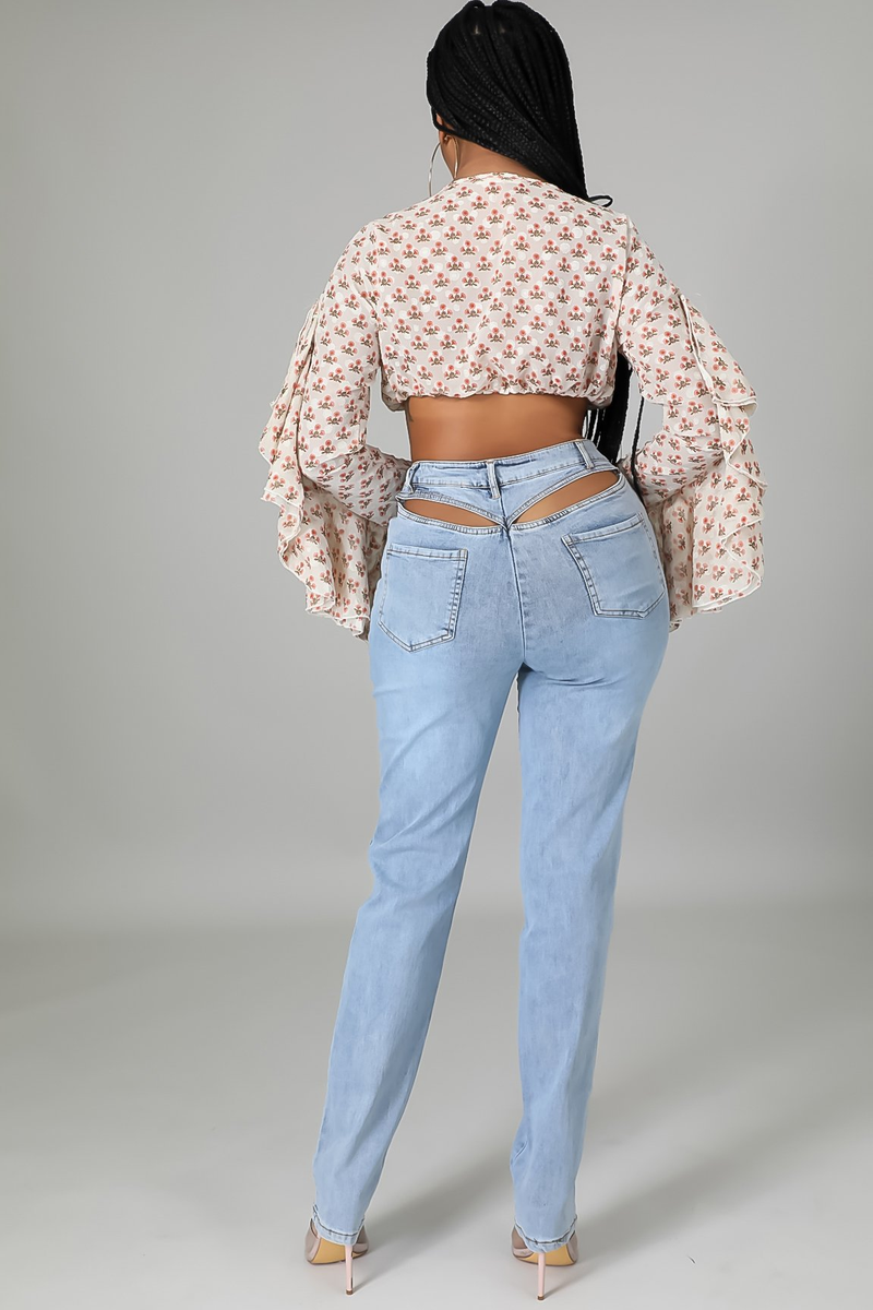 Vaqueros elásticos sexys Ins con cintura trasera hueca para mujer_voghion.com