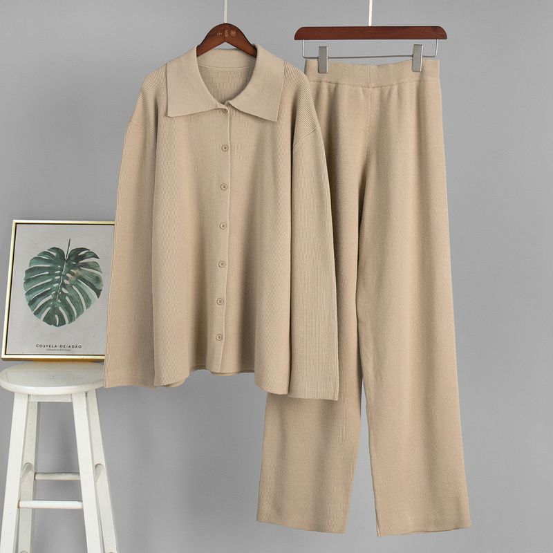 Knitted Cardigan And Long Pants 2025 Autumn Winter New Loose Two-Piece Casual Sweater Set For Women_voghion.com