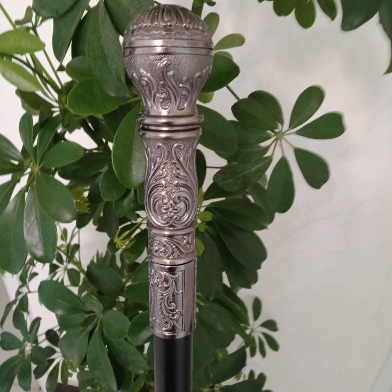 Bastone da passeggio con manico in argento da 93 cm, da uomo, alla moda, da donna, per feste, elegante, vintage_voghion.com
