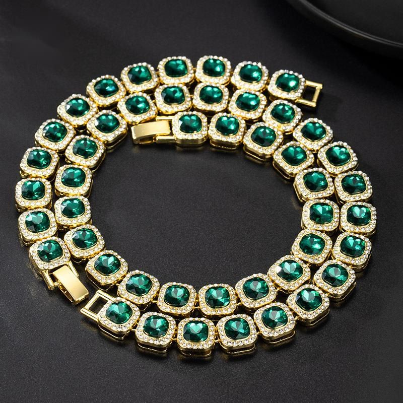 Corrente cubana popular de 13 mm, colar de liga de alta qualidade com diamantes incrustados, pulseiras masculinas e femininas, acessórios de hip-hop, boate, rapper_voghion.com