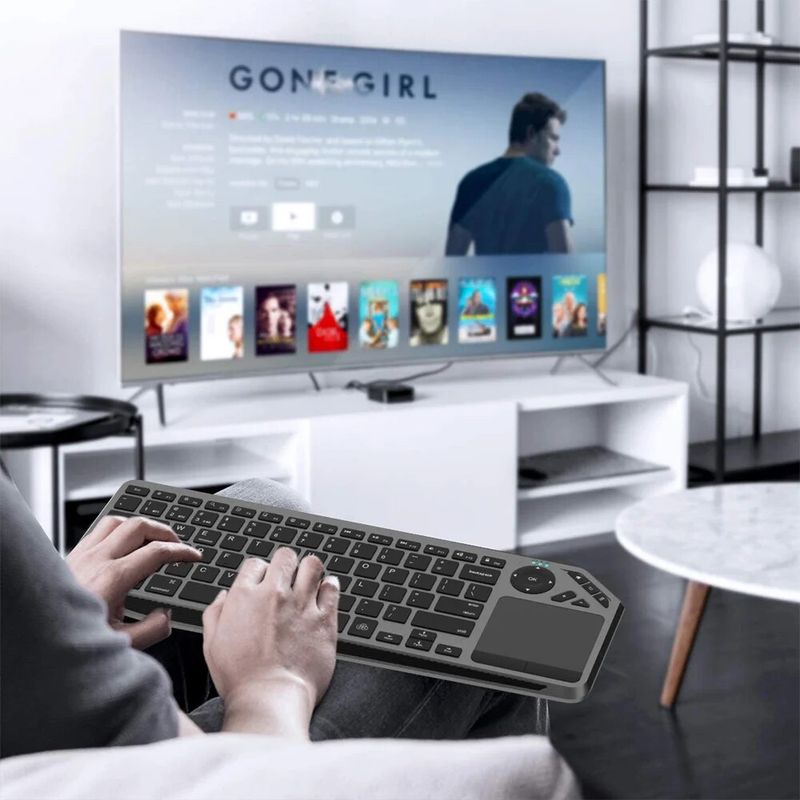 Bluetooth Wireless Keyboard with Touchpad 7-Colors Backlit 2.4g Rechargeable Trackpad Keyboard for Smart TV, IOS IPhone/IPad_voghion.com