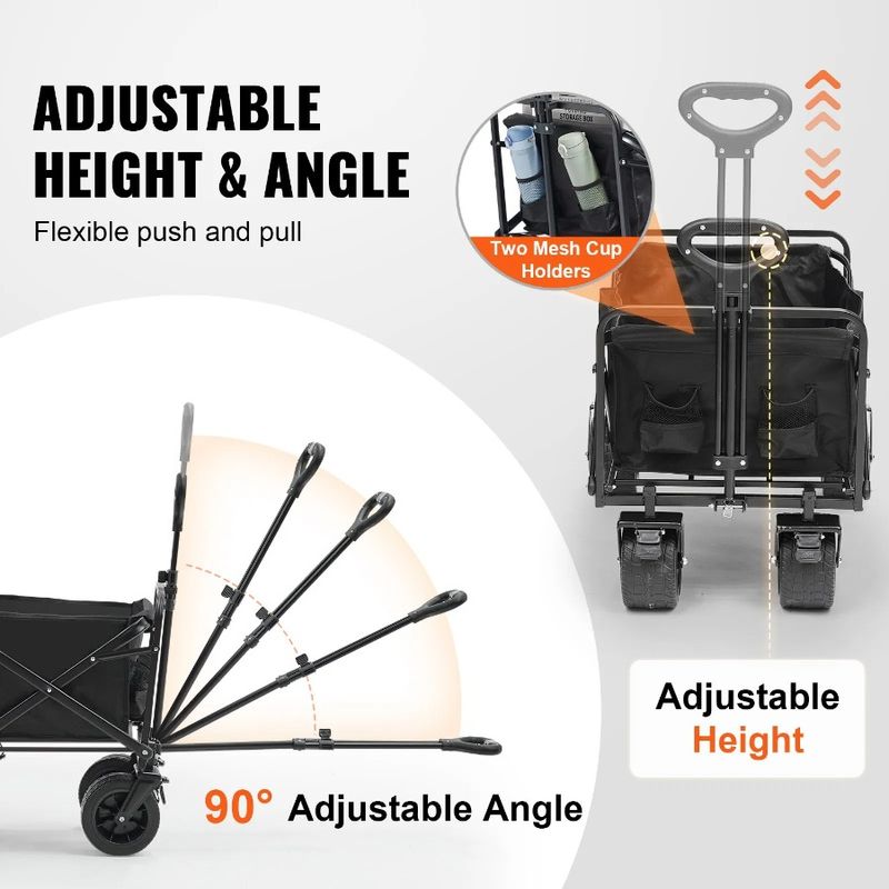 Cart Capacit 350 AllTerrain Lbs Folding Cu.ft Weight With 3 Wheels Folding Duty Cart Wagon Wagon Heavy Beach Collapsible Wagon_voghion.com