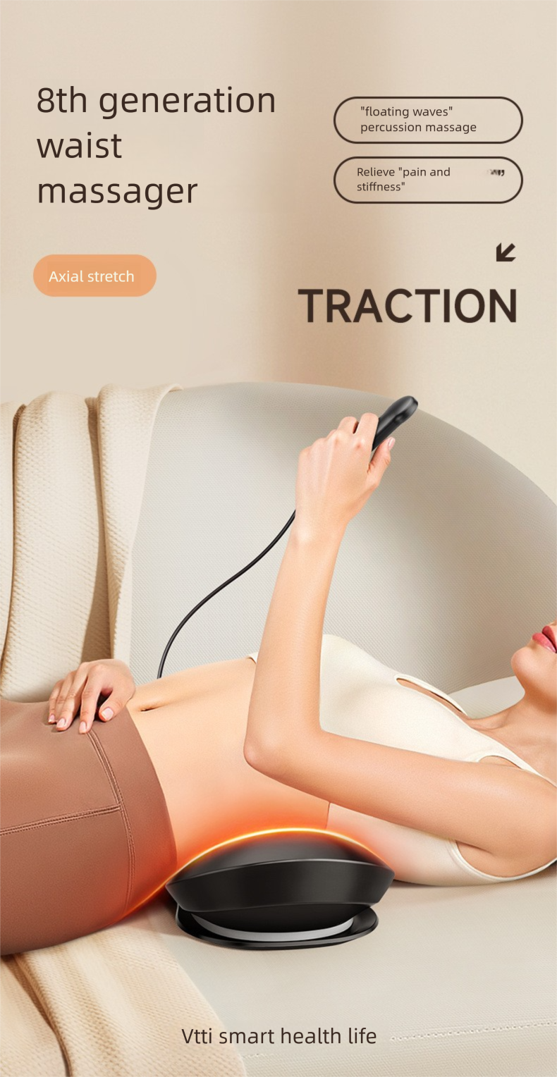 Almohada de masaje VTT, masajeador de pulso simulado, control remoto, recargable, modelo cintura espalda, calor a temperatura constante._voghion.com