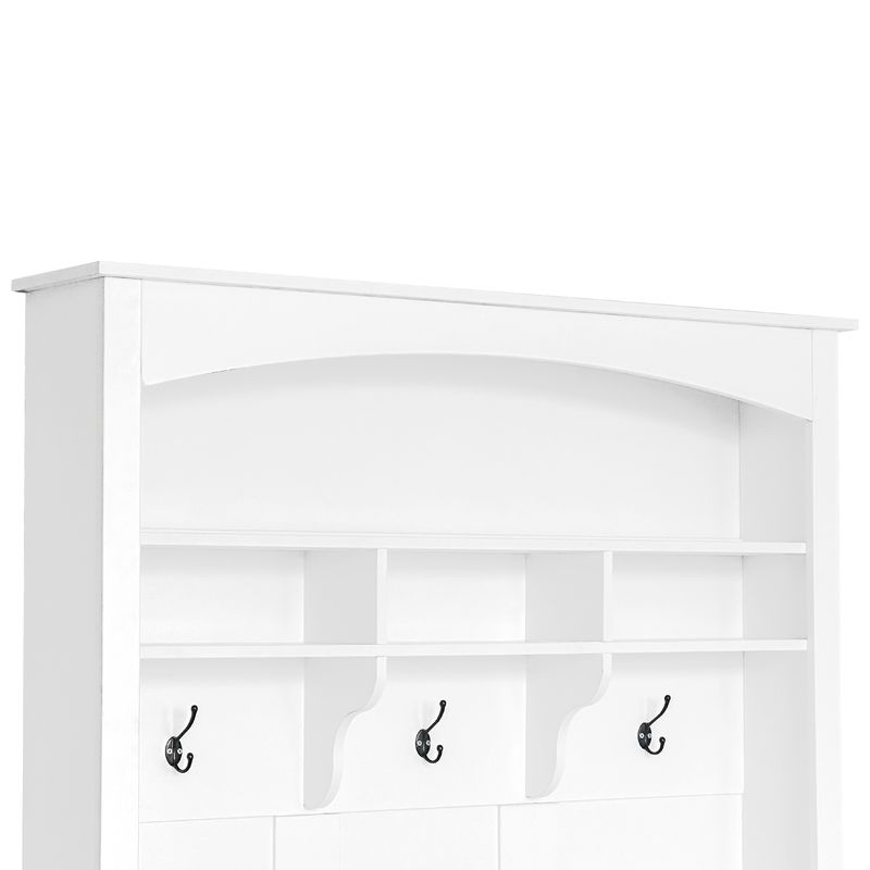 Garderoben-Set Mit Bank Und Schuhablage, 3 Haken, Stauraum, H190xB120xT40 Cm, Weiß_voghion.com