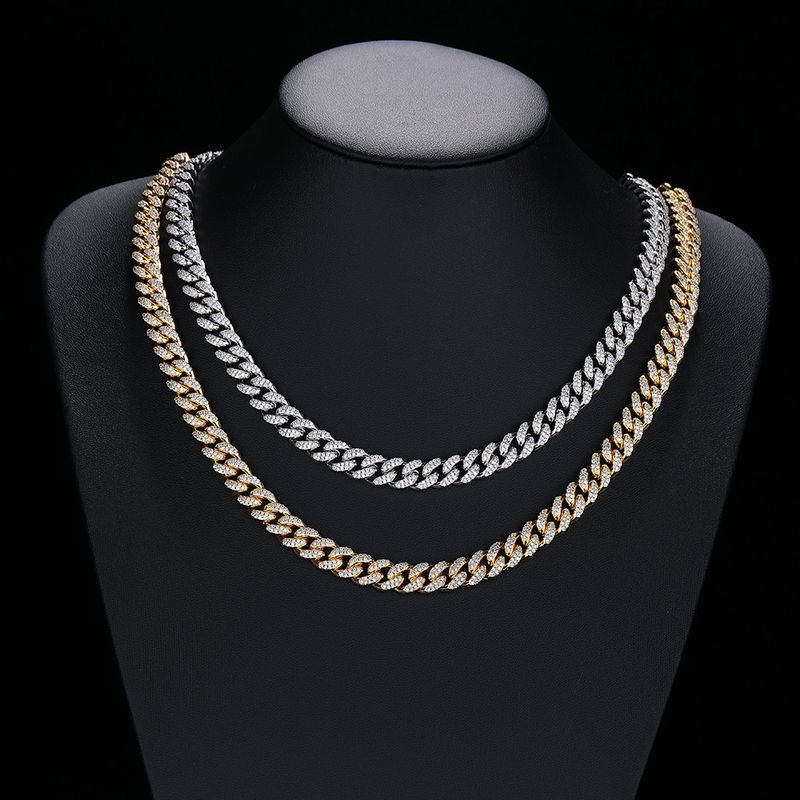 Chain Necklaces Hip Hop Style 10mm Double Row Zircon Cuban Chain Full Diamond Bracelet Trendy Brand Zircon Bracelet Men's Jewelry_voghion.com