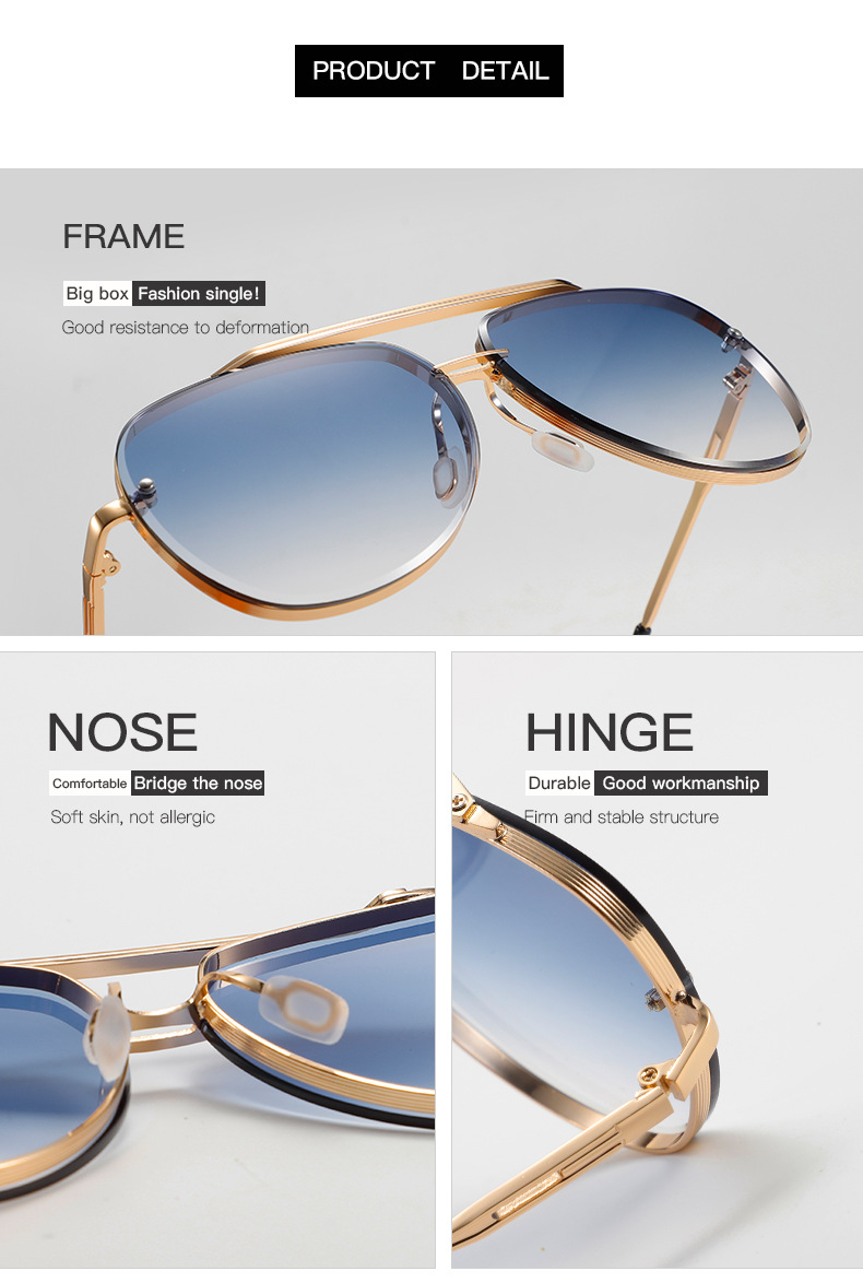 Retro punk dobbeltstrålede personlighedssolbriller nye aviator metal street fashion solbriller_voghion.com