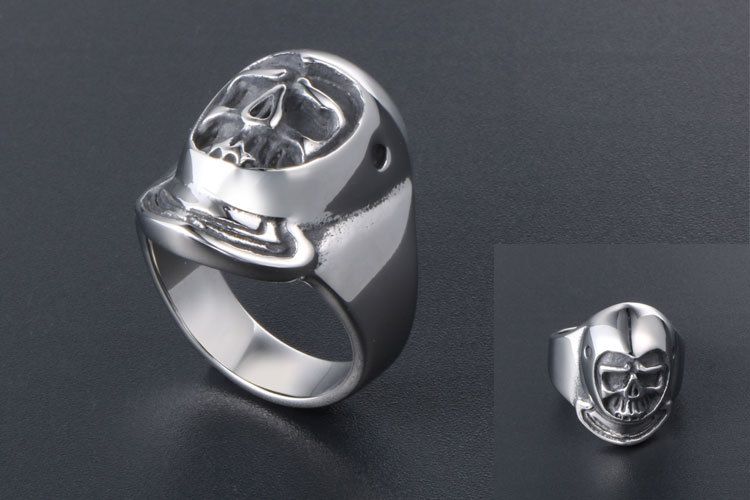 Anello in acciaio al titanio con teschio autoritario, anello largo da uomo con indice a forma di singola personalità, gioielli da uomo esagerati_voghion.com