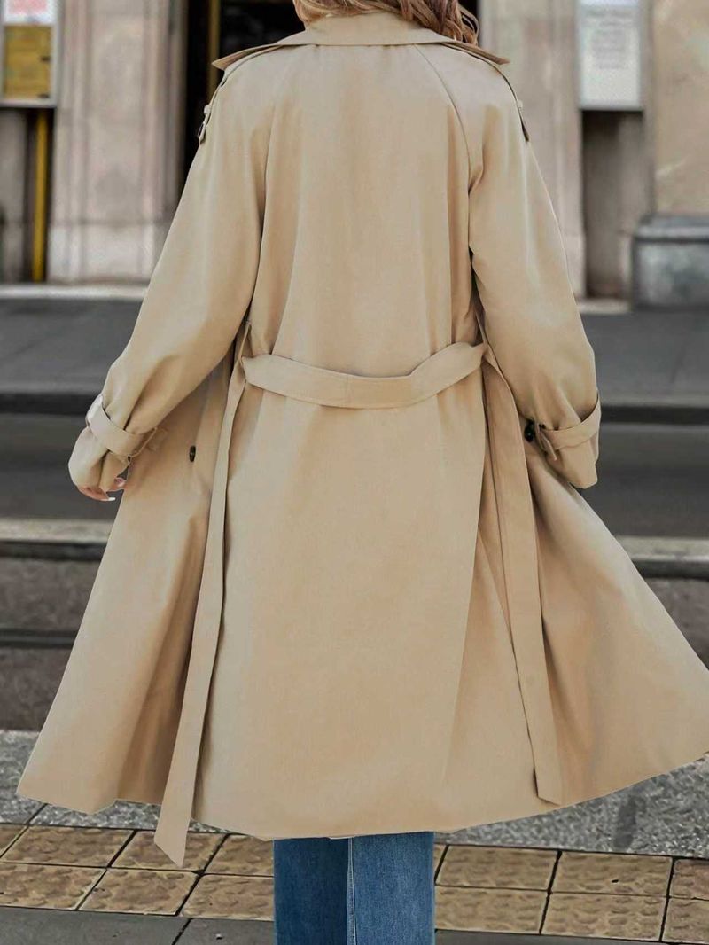 Trench lungo da donna con cintura - foderato in pile, doppiopetto, elegante e comodo per autunno inverno (XS-XXL)_voghion.com