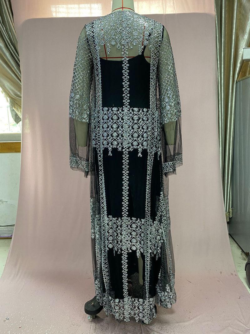 2025 New Women's Hot Stamping Sexy Shawl Two-piece Set For Banquet Fashion Evening Dress_voghion.com