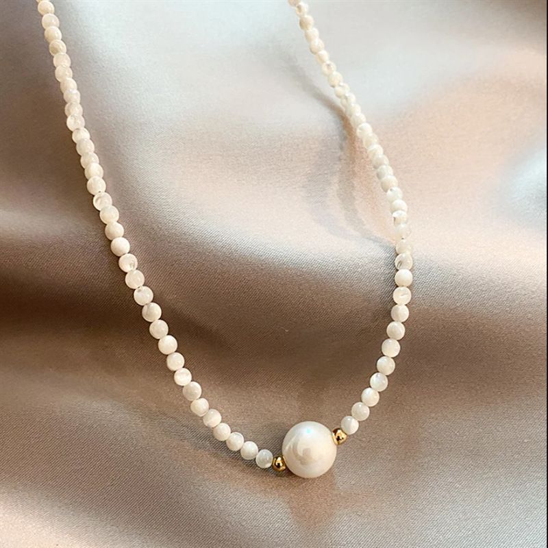 Collana di perle d'acqua dolce naturali alla moda, corta, squisita catena per clavicola, temperamento femminile, mondana,_voghion.com