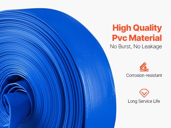 VEVOR Backwash Hose 2 In X 100 Ft Blue High Quality Hose Complete Fittings_voghion.com
