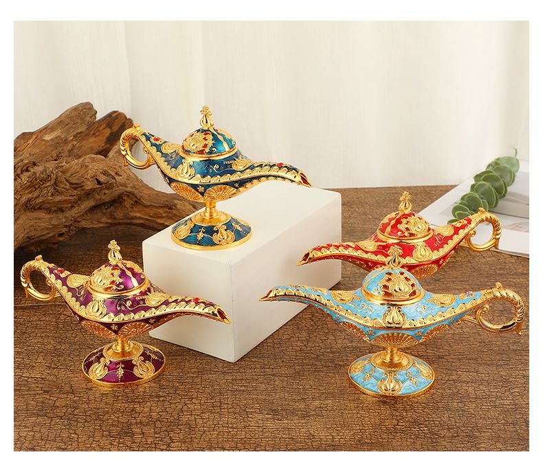Έπιπλα σπιτιού Κλασικό μαγικό φωτιστικό Aladdin φούρνος αρωματοθεραπείας ελαφρύ πολυτελές σκεύη από κράμα ψευδάργυρου στολίδια ρετρό μοτίβο χειροτεχνίες λαμπτήρων ευχών_voghion.com