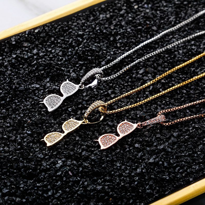 Gioielli in argento con micro intarsi in zircone hip hop, ciondolo per occhiali da uomo e da donna, collana alla moda_voghion.com