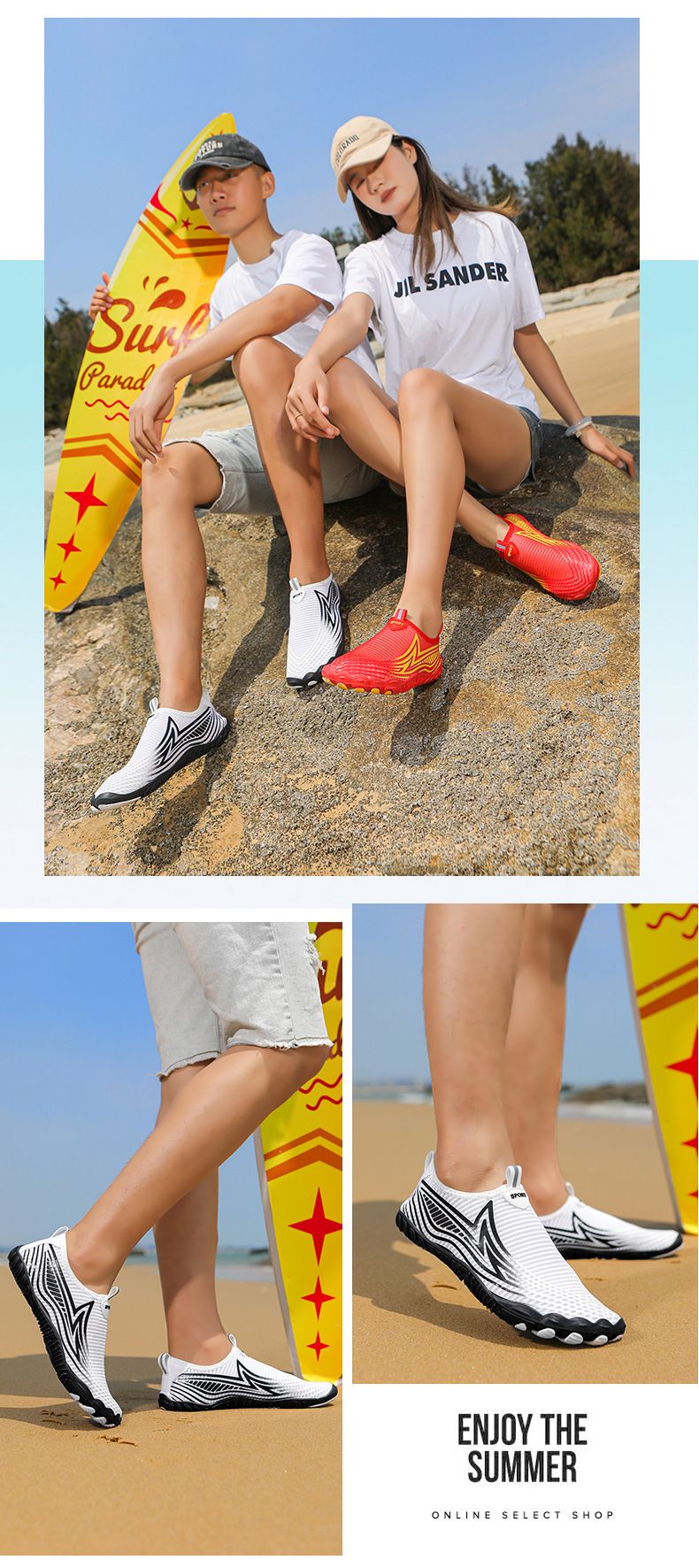 Scarpe da acqua unisex ad asciugatura rapida per escursionismo, nuoto e spiaggia – Calzini antiscivolo con mesh traspirante e intersuola in EVA (uomo/donna)_voghion.com