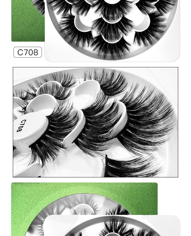 False Eyelashes Natural 3D Three Dimensional Multi Layer Thick Curled False Eyelashes 7 Pairs Of Simulation Long Eyelashes_voghion.com