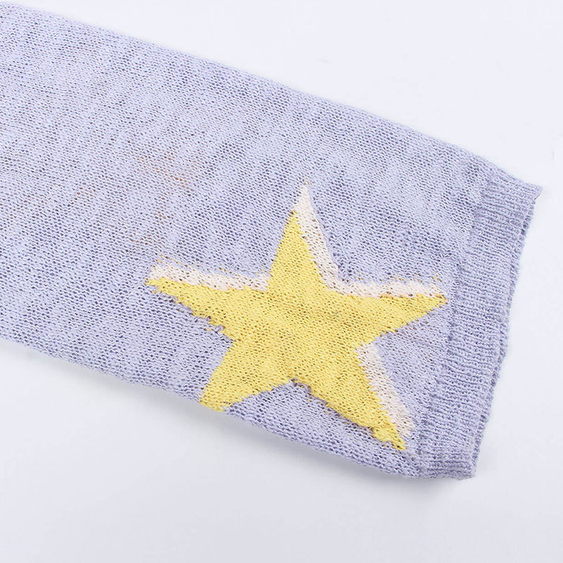 Damenbekleidung Pullover Stil Fünfzackiger Stern Gestrickter Langarmpullover für Damen_voghion.com