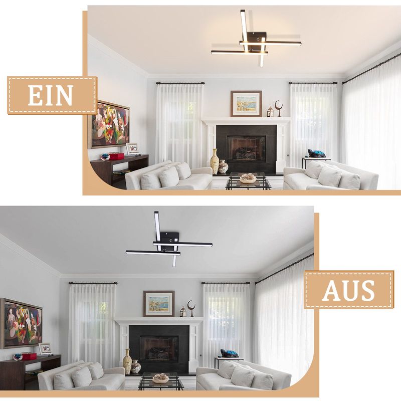 Glitzerlife LED Deckenlampe Deckenleuchte Weiß - Wohnzimmerlampe 24W Modern Design Schlafzimmerlampe 3000K Warmweiß Nicht Überlappend Design Deckenbeleuchtung_voghion.com