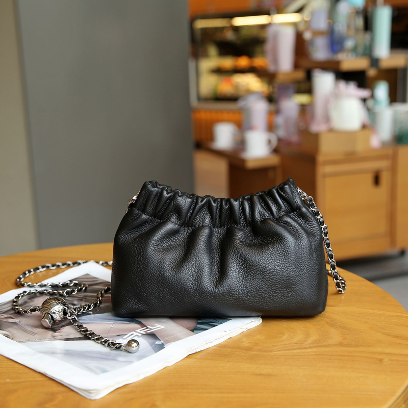 Strato superiore in pelle bovina, tracolla singola da donna versatile e di nicchia, semplice fibbia magnetica, borsa per ravioli, catena_voghion.com