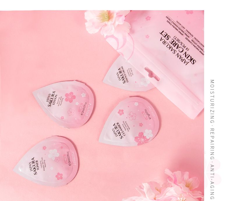 LAIKOU Japanische Sakura 4er-Packung 2 g Einzelpackung Hautpflegeprodukte-Set Kleine Packung_voghion.com