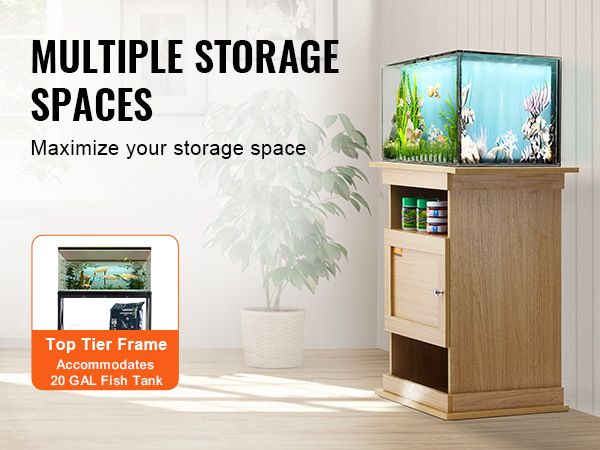 VEVOR Aquarium Stand, 20 Gallon Fish Tank Stand, 25.2 x 15.7 x 28.3 in MDF Turtle Tank Stand, 167.6 lbs Load Capacity, Reptile Tank Stand with Storage_voghion.com