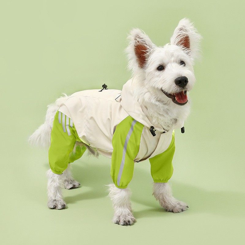 Novo com capuz para cães grandes, capa de chuva impermeável e refletiva para cães, roupas para animais de estimação_voghion.com