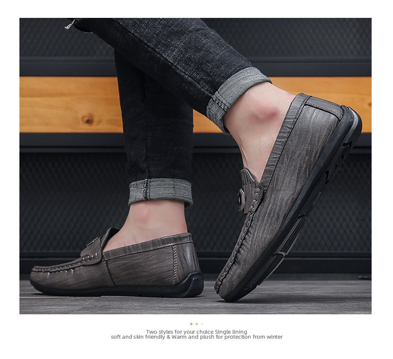 Herren Lederschuhe Herren Sommer atmungsaktiv trendige faule Herren Slip-On Fahrschuhe Herrenschuhe 2023 neue Doudou Schuhe Frühling_voghion.com